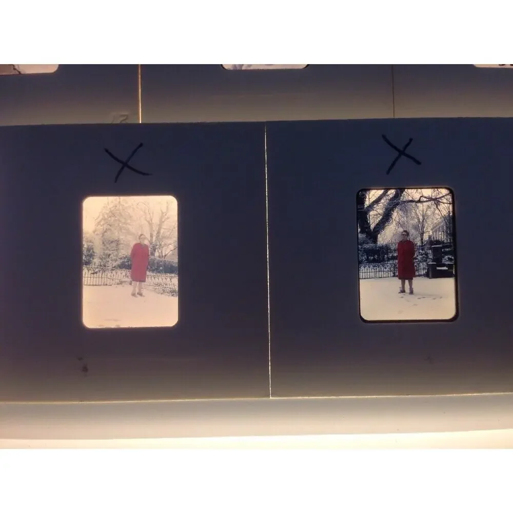 Lot 10 Vtg 1940s Kodachrome Women Red Coat Snow Winter Photographs Color Slides